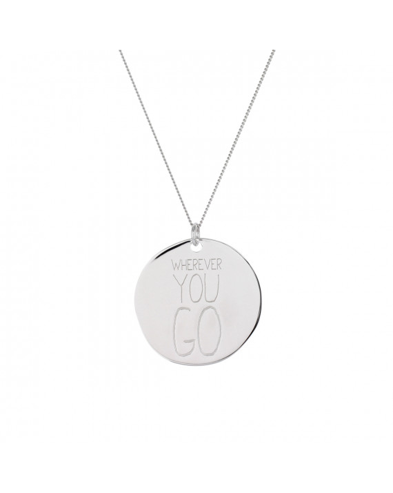 Sautoir Médaille ' Wherever You Go ' - Argent