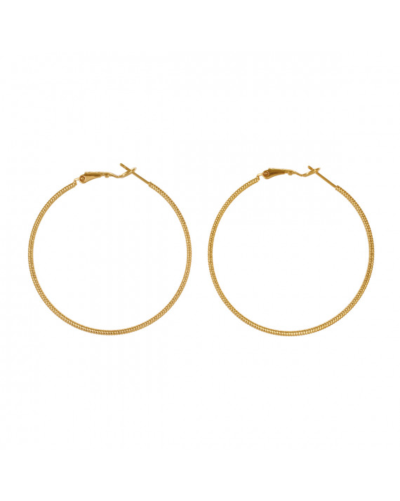 Orecchini Creoli Cesellati Placcati Oro - 50 mm