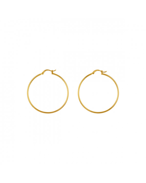 Orecchini Creoli Lisci Placcati Oro - 40 mm