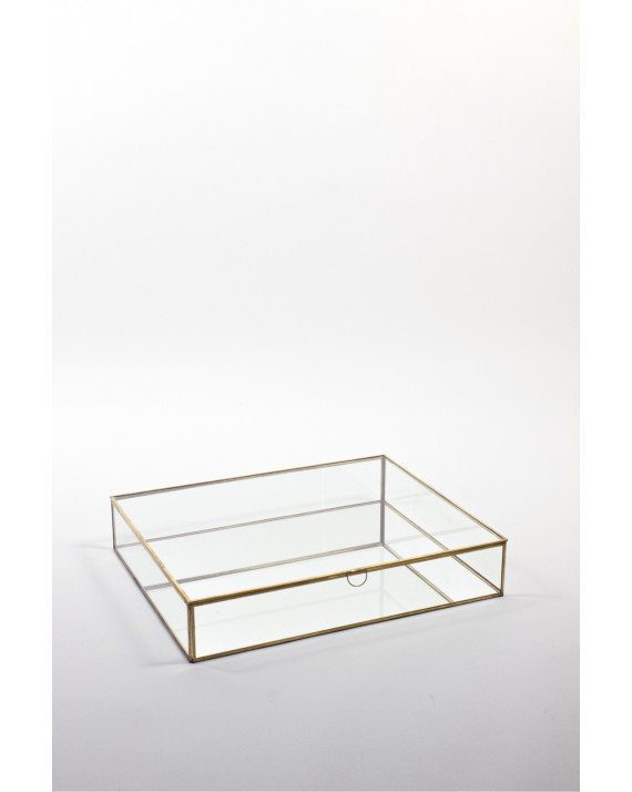 Vetrina piatta specchio e ottone