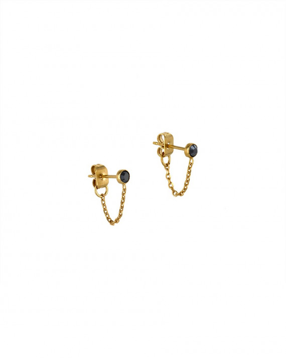 Boucles D'oreilles Clous Doré Cristal Cœur - Occasion Bon état