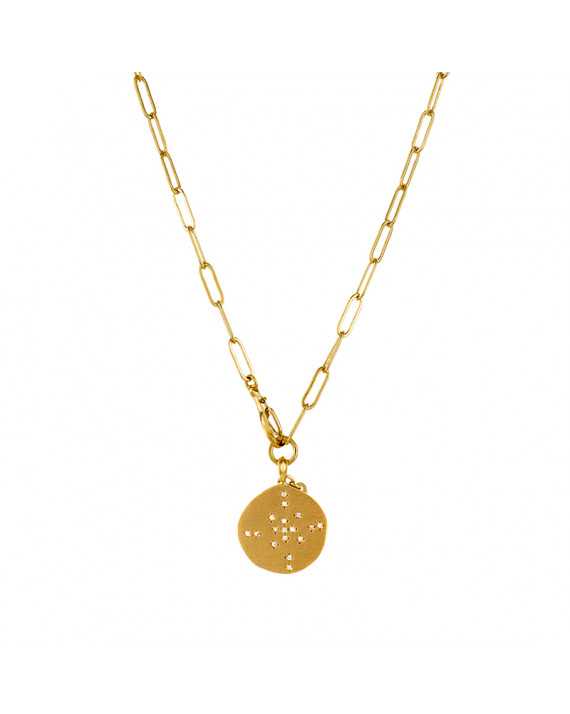 Sautoir Falcon Médaille Star - Zirconiums blancs | Hanka_ïn