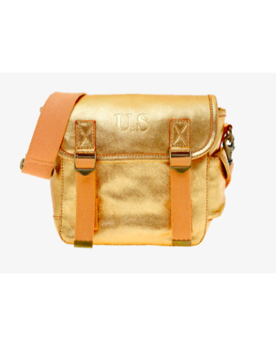 Petit sac besace en cuir métallisé doré audacieux